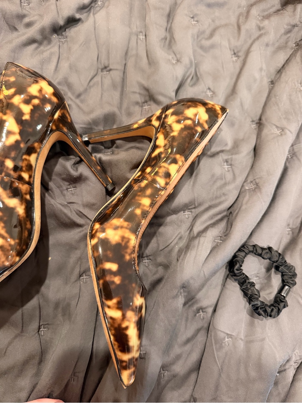 kate spade | Tortoiseshell Patent Leather Pointed-Toe Pumps - Brown/Black (7M) - Picture 7 of 10